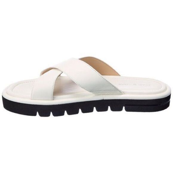 Stuart Weitzman Leather Elodie Slide Sandal 7 - Picture 1 of 10